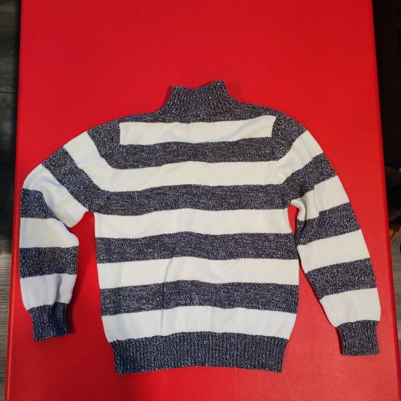 OsdKosh 1/4 zip up knit pullover grey white stripe boy's size 8 - Picture 3 of 4
